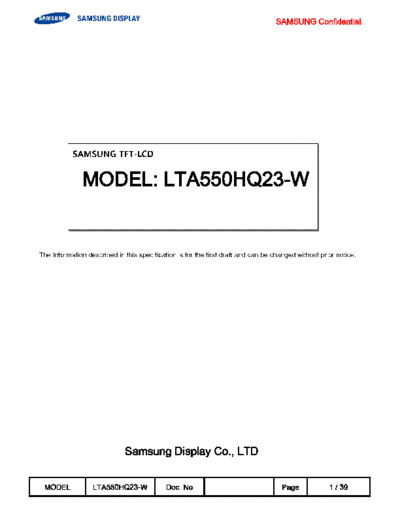 . Various Panel SAMSUNG LTA550HQ23-W 0 [DS]  . Various LCD Panels Panel_SAMSUNG_LTA550HQ23-W_0_[DS].pdf