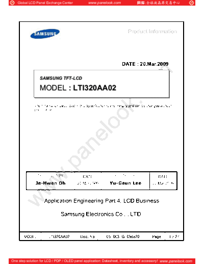 . Various Panel SAMSUNG LTI320AA02 0 [DS]  . Various LCD Panels Panel_SAMSUNG_LTI320AA02_0_[DS].pdf
