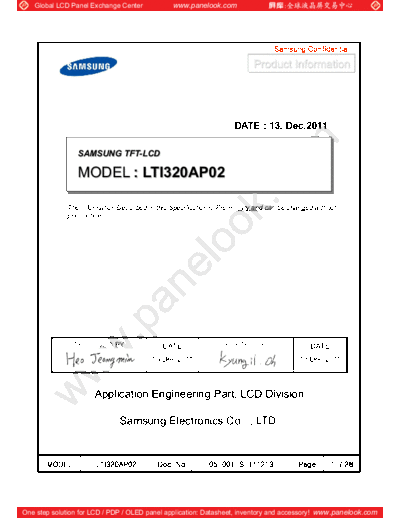 . Various Panel SAMSUNG LTI320AP02 3 [DS]  . Various LCD Panels Panel_SAMSUNG_LTI320AP02_3_[DS].pdf
