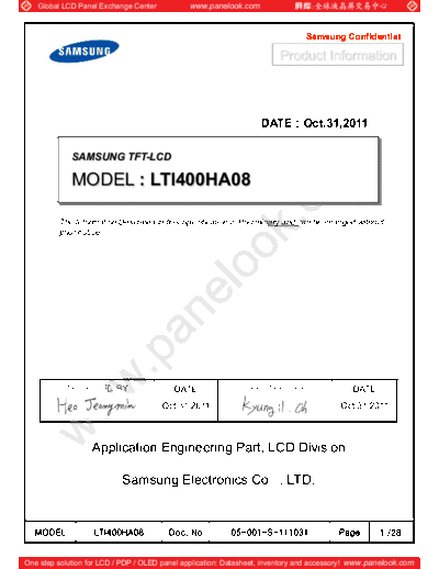 . Various Panel SAMSUNG LTI400HA08-N 0 [DS]  . Various LCD Panels Panel_SAMSUNG_LTI400HA08-N_0_[DS].pdf