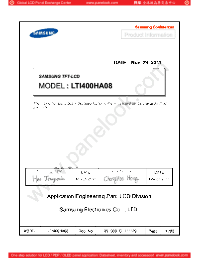 . Various Panel SAMSUNG LTI400HA08-V 1 [DS]  . Various LCD Panels Panel_SAMSUNG_LTI400HA08-V_1_[DS].pdf