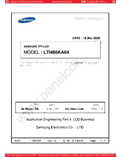 . Various Panel SAMSUNG LTI460AA04 0 [DS]  . Various LCD Panels Panel_SAMSUNG_LTI460AA04_0_[DS].pdf