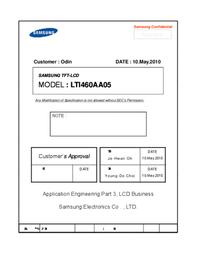 . Various Panel SAMSUNG LTI460AA05 0 [DS]  . Various LCD Panels Panel_SAMSUNG_LTI460AA05_0_[DS].pdf