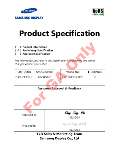 . Various Panel SAMSUNG LTI460AN01 1 [DS]  . Various LCD Panels Panel_SAMSUNG_LTI460AN01_1_[DS].pdf