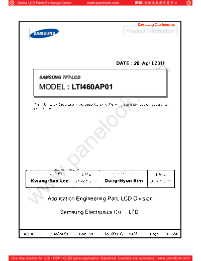 . Various Panel SAMSUNG LTI460AP01 0 [DS]  . Various LCD Panels Panel_SAMSUNG_LTI460AP01_0_[DS].pdf