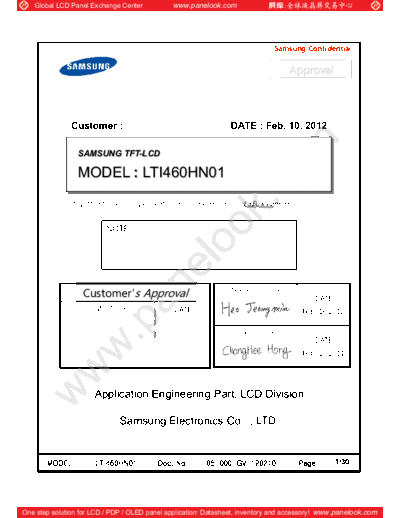 . Various Panel SAMSUNG LTI460HN01 4 [DS]  . Various LCD Panels Panel_SAMSUNG_LTI460HN01_4_[DS].pdf