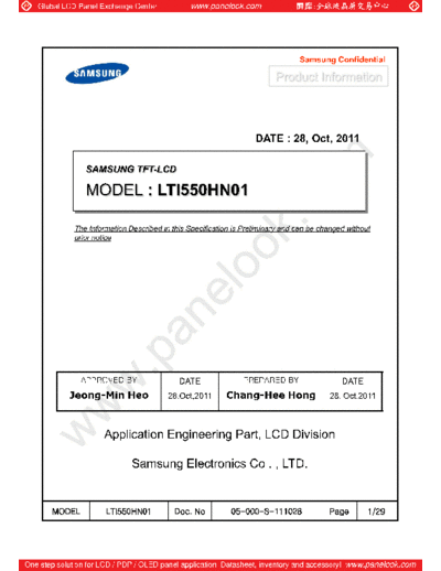 . Various Panel SAMSUNG LTI550HN01 1 [DS]  . Various LCD Panels Panel_SAMSUNG_LTI550HN01_1_[DS].pdf