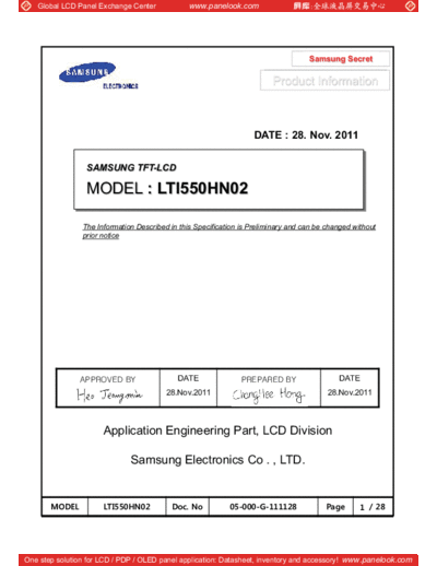 . Various Panel SAMSUNG LTI550HN02 0 [DS]  . Various LCD Panels Panel_SAMSUNG_LTI550HN02_0_[DS].pdf
