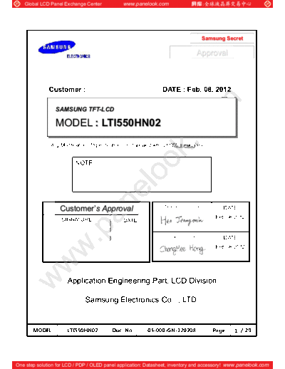 . Various Panel SAMSUNG LTI550HN02 1 [DS]  . Various LCD Panels Panel_SAMSUNG_LTI550HN02_1_[DS].pdf