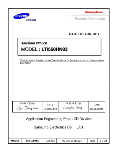 . Various Panel SAMSUNG LTI550HN03 1 [DS]  . Various LCD Panels Panel_SAMSUNG_LTI550HN03_1_[DS].pdf