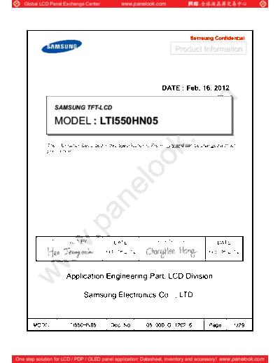 . Various Panel SAMSUNG LTI550HN05 0 [DS]  . Various LCD Panels Panel_SAMSUNG_LTI550HN05_0_[DS].pdf