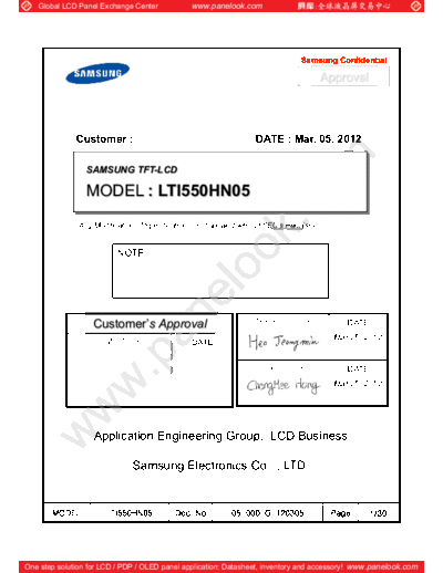 . Various Panel SAMSUNG LTI550HN05 1 [DS]  . Various LCD Panels Panel_SAMSUNG_LTI550HN05_1_[DS].pdf