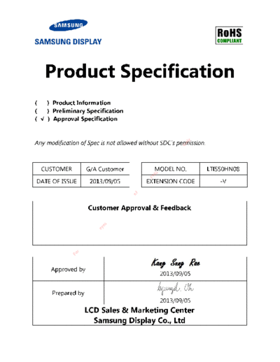 . Various Panel SAMSUNG LTI550HN08 1 [DS]  . Various LCD Panels Panel_SAMSUNG_LTI550HN08_1_[DS].pdf