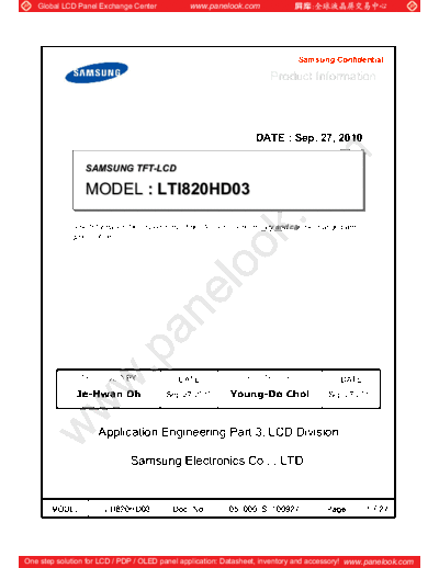 . Various Panel SAMSUNG LTI820HD03 0 [DS]  . Various LCD Panels Panel_SAMSUNG_LTI820HD03_0_[DS].pdf