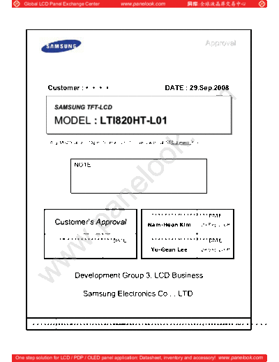 . Various Panel SAMSUNG LTI820HT-L01 1 [DS]  . Various LCD Panels Panel_SAMSUNG_LTI820HT-L01_1_[DS].pdf