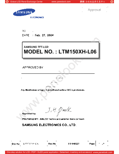 . Various Panel SAMSUNG LTM150XH-L06 3 [DS]  . Various LCD Panels Panel_SAMSUNG_LTM150XH-L06_3_[DS].pdf