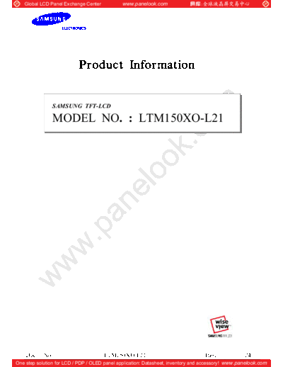 . Various Panel SAMSUNG LTM150XO-L21 0 [DS]  . Various LCD Panels Panel_SAMSUNG_LTM150XO-L21_0_[DS].pdf