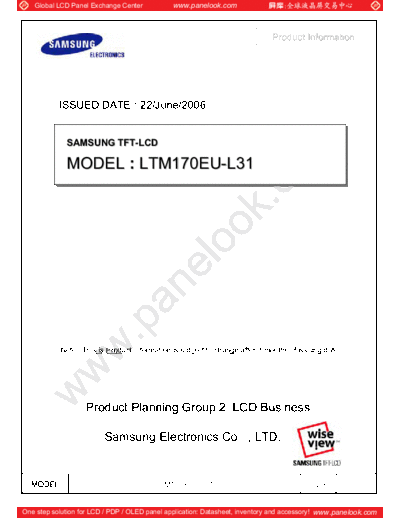 . Various Panel SAMSUNG LTM170EU-L31 0 [DS]  . Various LCD Panels Panel_SAMSUNG_LTM170EU-L31_0_[DS].pdf