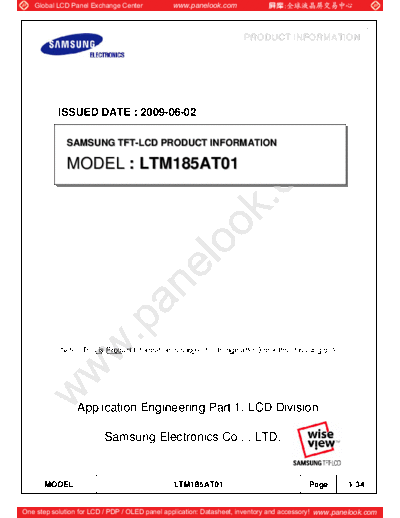 . Various Panel SAMSUNG LTM185AT01 1 [DS]  . Various LCD Panels Panel_SAMSUNG_LTM185AT01_1_[DS].pdf