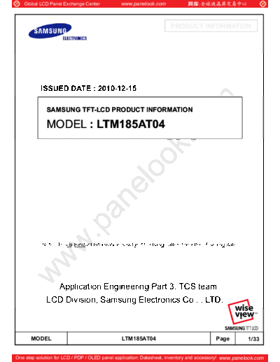 . Various Panel SAMSUNG LTM185AT04 0 [DS]  . Various LCD Panels Panel_SAMSUNG_LTM185AT04_0_[DS].pdf