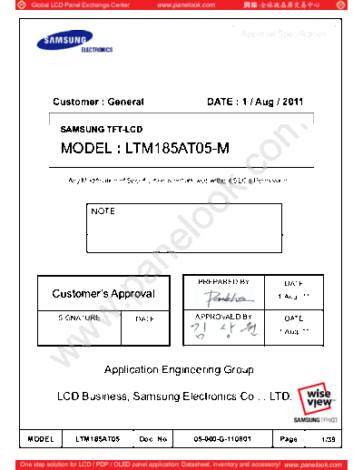 . Various Panel SAMSUNG LTM185AT05 0 [DS]  . Various LCD Panels Panel_SAMSUNG_LTM185AT05_0_[DS].pdf