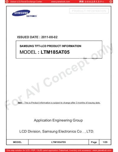 . Various Panel SAMSUNG LTM185AT05 1 [DS]  . Various LCD Panels Panel_SAMSUNG_LTM185AT05_1_[DS].pdf