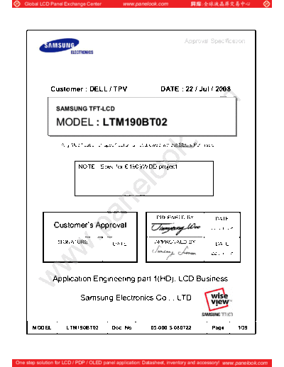 . Various Panel SAMSUNG LTM190BT02 0 [DS]  . Various LCD Panels Panel_SAMSUNG_LTM190BT02_0_[DS].pdf