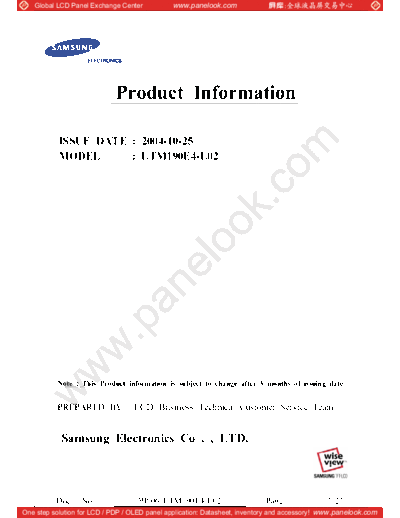 . Various Panel SAMSUNG LTM190E4-L02 0 [DS]  . Various LCD Panels Panel_SAMSUNG_LTM190E4-L02_0_[DS].pdf