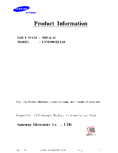 . Various Panel SAMSUNG LTM190M2-L01 1 [DS]  . Various LCD Panels Panel_SAMSUNG_LTM190M2-L01_1_[DS].pdf