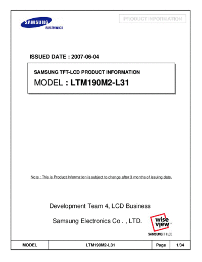 . Various Panel SAMSUNG LTM190M2-L31 2 [DS]  . Various LCD Panels Panel_SAMSUNG_LTM190M2-L31_2_[DS].pdf