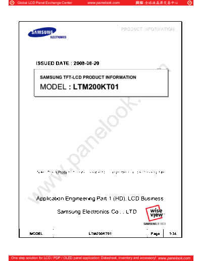 . Various Panel SAMSUNG LTM200KT01 0 [DS]  . Various LCD Panels Panel_SAMSUNG_LTM200KT01_0_[DS].pdf