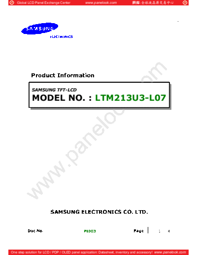 . Various Panel SAMSUNG LTM213U3-L07 0 [DS]  . Various LCD Panels Panel_SAMSUNG_LTM213U3-L07_0_[DS].pdf