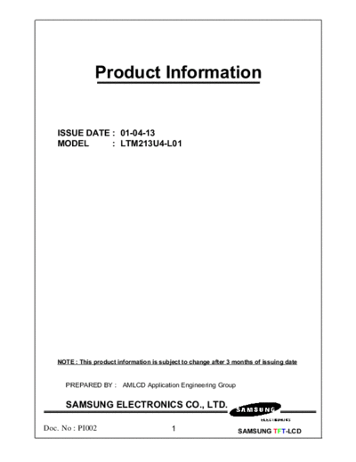 . Various Panel SAMSUNG LTM213U4-L01 0 [DS]  . Various LCD Panels Panel_SAMSUNG_LTM213U4-L01_0_[DS].pdf