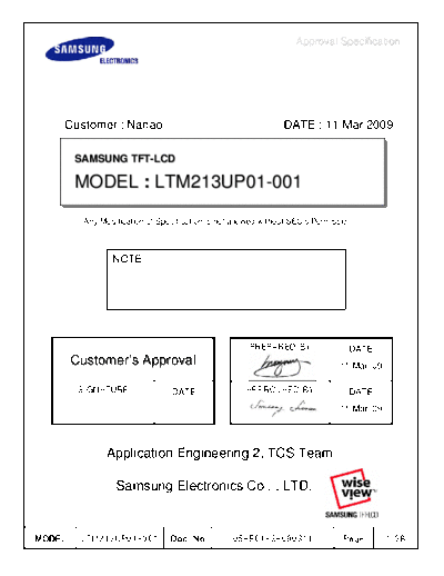 . Various Panel SAMSUNG LTM213UP01-001 0 [DS]  . Various LCD Panels Panel_SAMSUNG_LTM213UP01-001_0_[DS].pdf