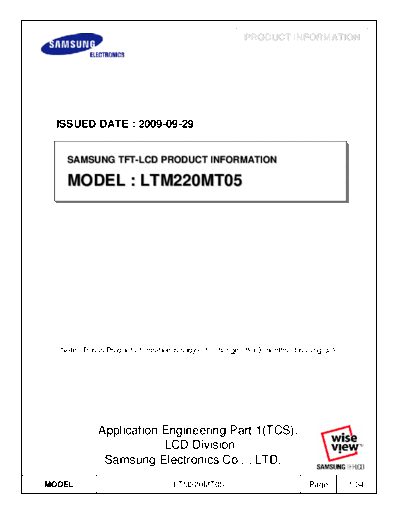 . Various Panel SAMSUNG LTM220MT05 0 [DS]  . Various LCD Panels Panel_SAMSUNG_LTM220MT05_0_[DS].pdf