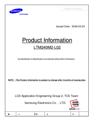 . Various Panel SAMSUNG LTM240M2-L02 0 [DS]  . Various LCD Panels Panel_SAMSUNG_LTM240M2-L02_0_[DS].pdf