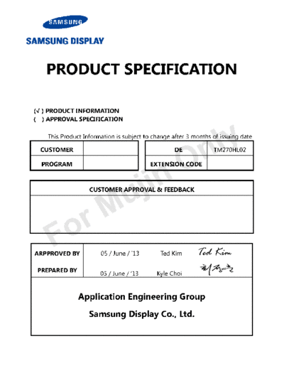 . Various Panel SAMSUNG LTM270HL02 0 [DS]  . Various LCD Panels Panel_SAMSUNG_LTM270HL02_0_[DS].pdf