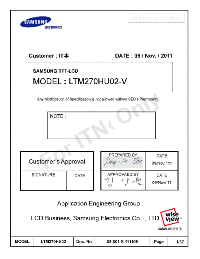 . Various Panel SAMSUNG LTM270HU02 0 [DS]  . Various LCD Panels Panel_SAMSUNG_LTM270HU02_0_[DS].pdf