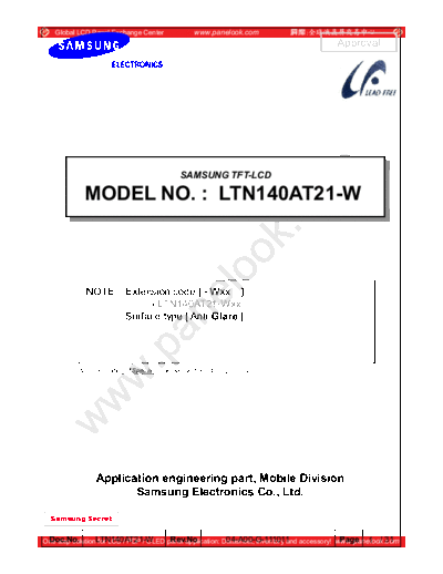 . Various Panel SAMSUNG LTN140AT21-W01 0 [DS]  . Various LCD Panels Panel_SAMSUNG_LTN140AT21-W01_0_[DS].pdf