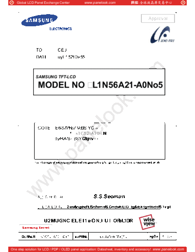 . Various Panel SAMSUNG LTN156AT26-N01 0 [DS]  . Various LCD Panels Panel_SAMSUNG_LTN156AT26-N01_0_[DS].pdf