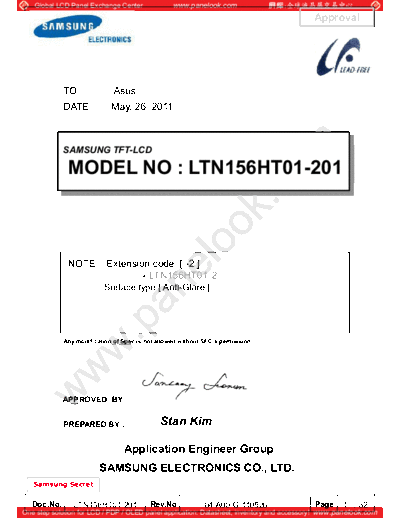 . Various Panel SAMSUNG LTN156HT01-201 0 [DS]  . Various LCD Panels Panel_SAMSUNG_LTN156HT01-201_0_[DS].pdf