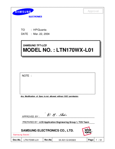 . Various Panel SAMSUNG LTN170WX-L01 0 [DS]  . Various LCD Panels Panel_SAMSUNG_LTN170WX-L01_0_[DS].pdf