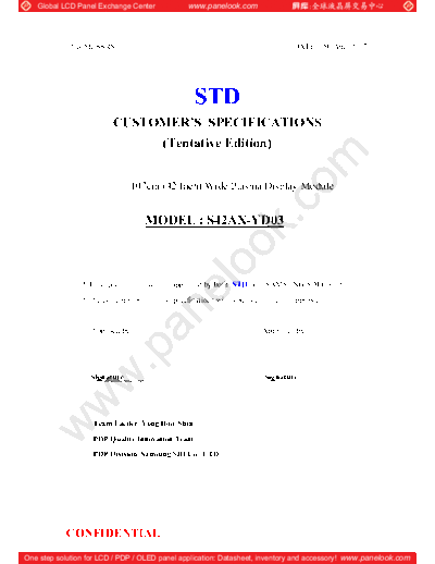 . Various Panel SAMSUNG SDI S42AX-YD03 0 [DS]  . Various LCD Panels Panel_SAMSUNG_SDI_S42AX-YD03_0_[DS].pdf