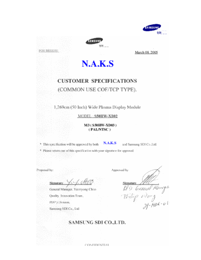 . Various Panel SAMSUNG SDI S50HW-XB02 2 [DS]  . Various LCD Panels Panel_SAMSUNG_SDI_S50HW-XB02_2_[DS].pdf