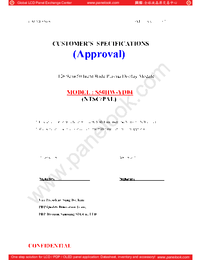 . Various Panel SAMSUNG SDI S50HW-YD04 0 [DS]  . Various LCD Panels Panel_SAMSUNG_SDI_S50HW-YD04_0_[DS].pdf