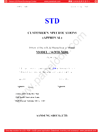 . Various Panel SAMSUNG SDI S63FH-XD01 0 [DS]  . Various LCD Panels Panel_SAMSUNG_SDI_S63FH-XD01_0_[DS].pdf