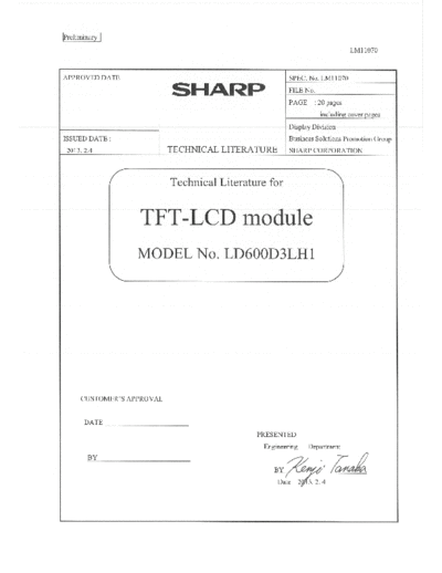 . Various Panel SHARP LD600D3LH1 0 [DS]  . Various LCD Panels Panel_SHARP_LD600D3LH1_0_[DS].pdf