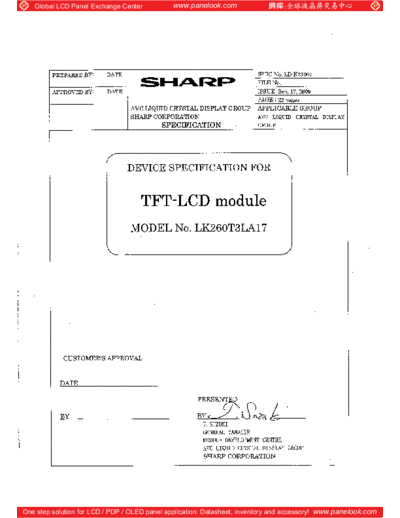 . Various Panel SHARP LK260T3LA17 0 [DS]  . Various LCD Panels Panel_SHARP_LK260T3LA17_0_[DS].pdf