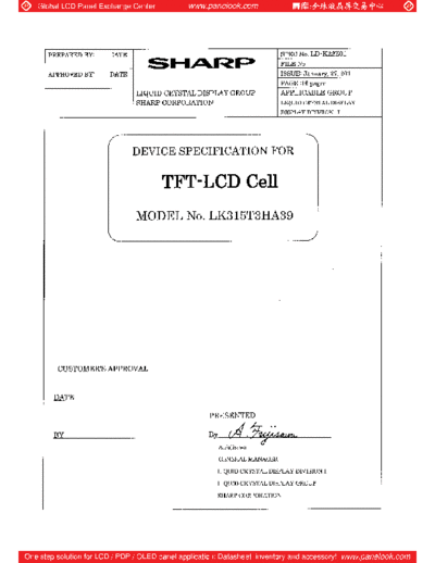 . Various Panel SHARP LK315T3HA39 0 [DS]  . Various LCD Panels Panel_SHARP_LK315T3HA39_0_[DS].pdf