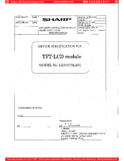 . Various Panel SHARP LK315T3LA31 0 [DS]  . Various LCD Panels Panel_SHARP_LK315T3LA31_0_[DS].pdf
